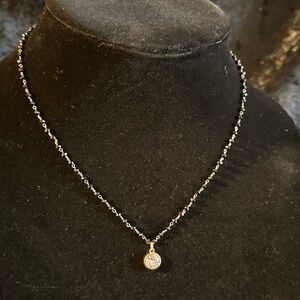 NWT Anne Marie Elegant Black Beaded Necklace with Silver Pendant